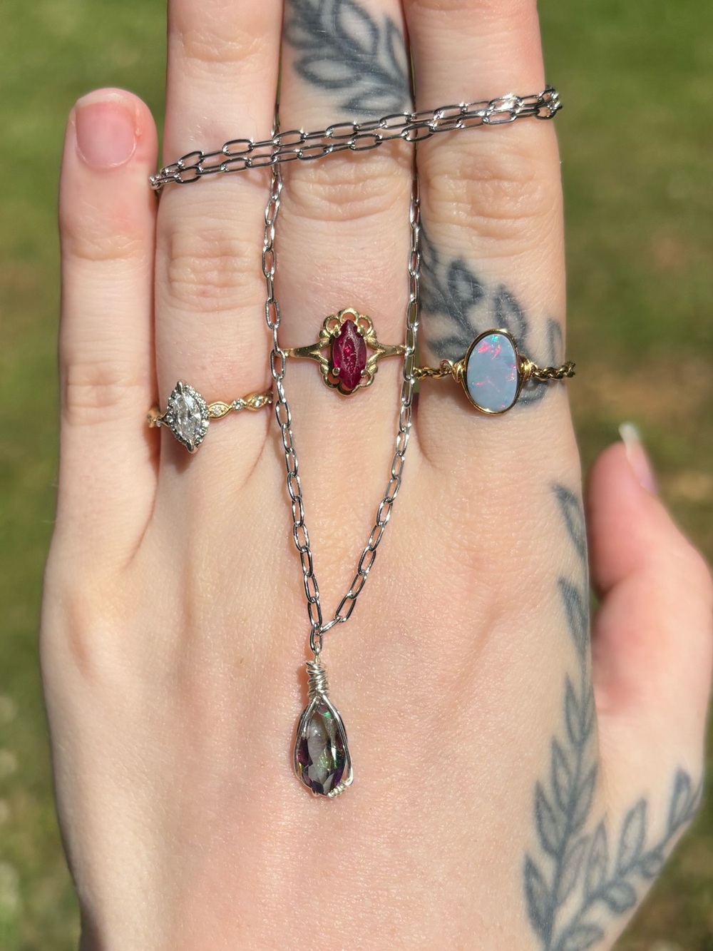 Mystic topaz charm necklace